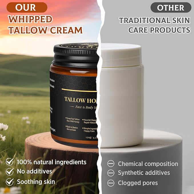 Beef Tallow for Skin, Tallow and Honey Balm for Face, Grass Fed Beef Tallow for - Image 5