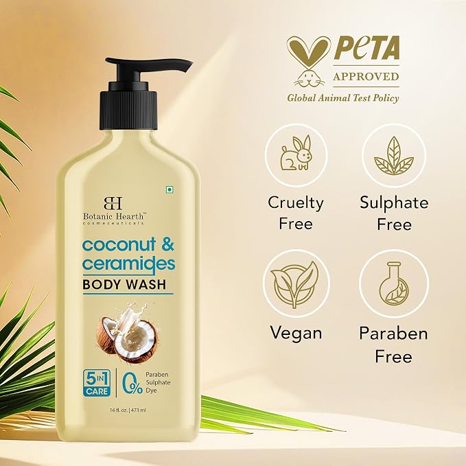 Botanic Hearth Coconut & Ceramides Body Wash – Hydrating Shower Gel - Image 4