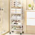 5-Tier Bathroom Storage Shelf, Mobile Metal Free Standing Shelving Unit by DAOUTIME