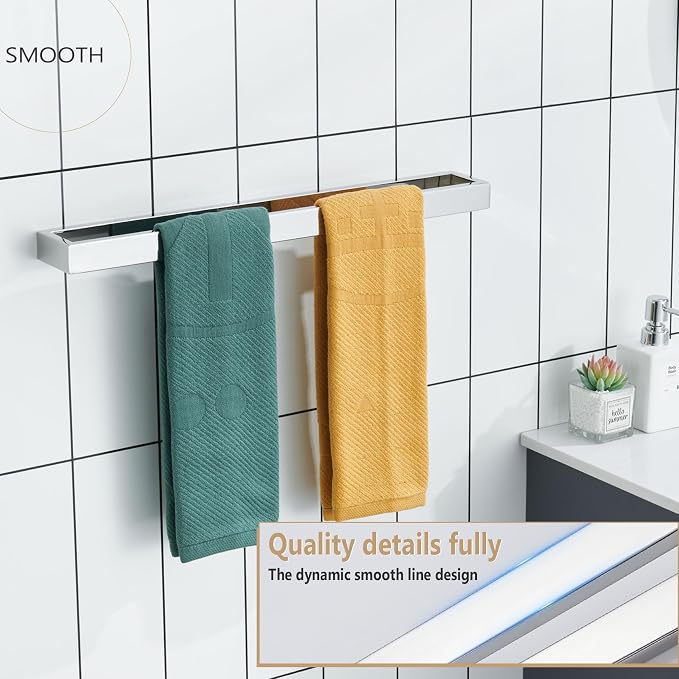 KOKOSIRI Towel Holder Chrome Bath Towel Bar Rack 20-Inch Kitchen Holder - Image 3