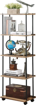 GETALL 5 Tier Bookshelf with Wheels, Tall Bookcase by GETALL