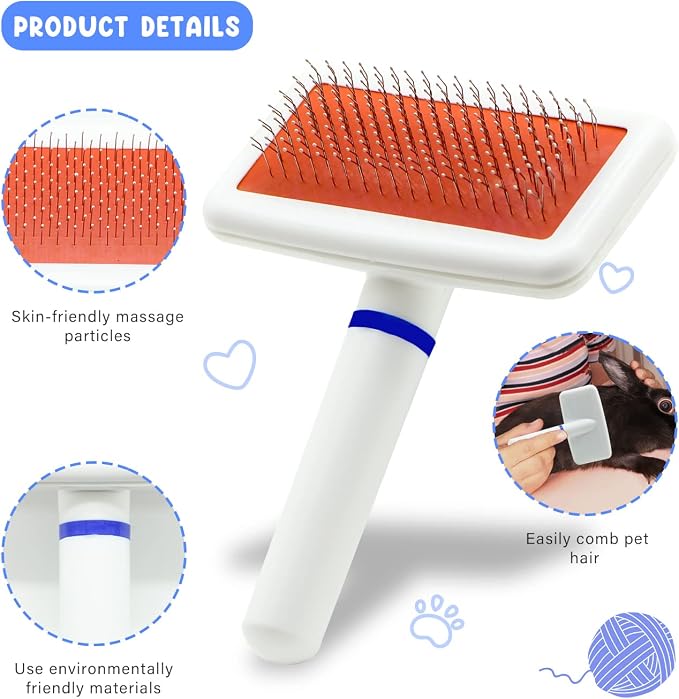 Pet Grooming Kit with Slicker Brush Bath Massage Glove Brush Pet Shedding Comb - Image 4
