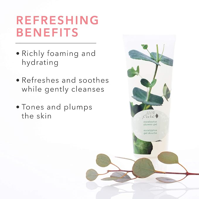 100% PURE Eucalyptus Shower Gel Natural Foaming & Hydrating Body Wash - Image 3