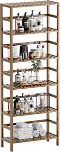 HITNET Bookcase, Bamboo Bookshelf, 6-Tier Adjustable Tall Open Book Shelf by HITNET