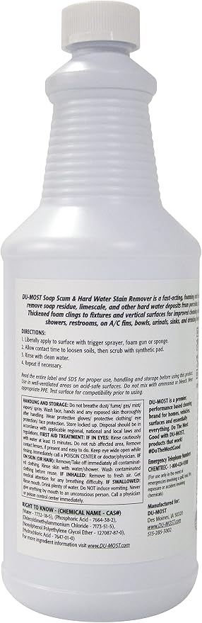 DU-MOST Soap Scum & Hard Water Stain Remover, High Foaming Acid Cleaner Removes - Image 6