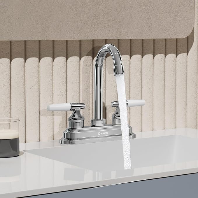 SOLVEX Centerset Bathroom Faucet, 4 Inch 2 Handle Bathroom Sink Faucets - Image 6