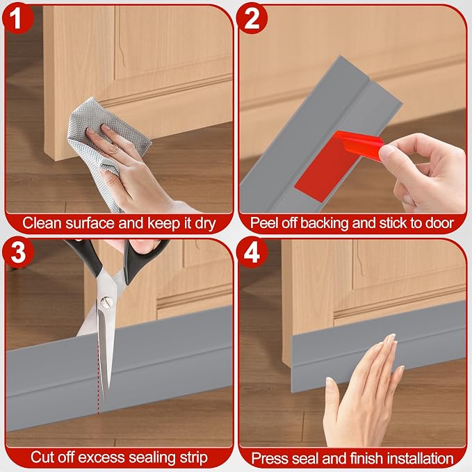 MYFAMIREA Door Weather Stripping 1IN x 20FT Door Draft Stopper Seal Tape - Image 5