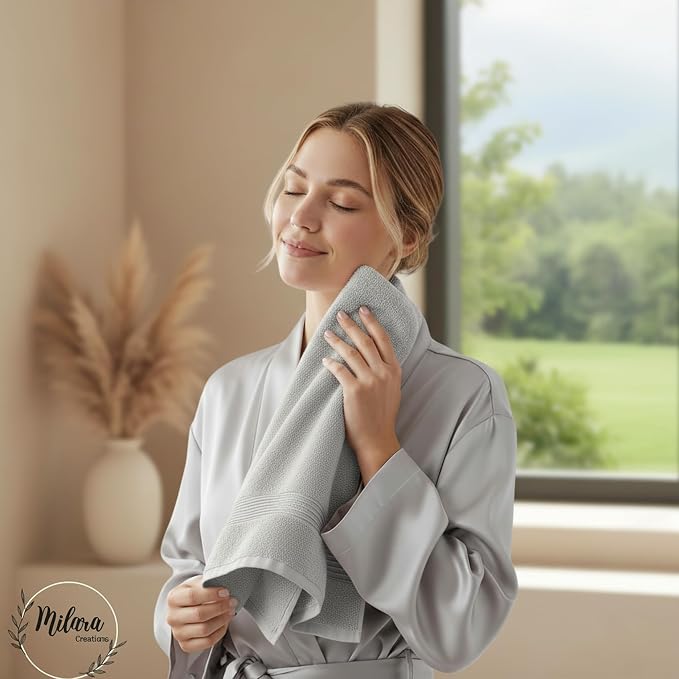 Milara Turkish Super-Plush Bathroom Hand Towels Set 2-Piece | Premium Cotton - Image 2