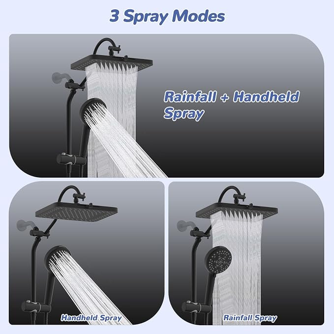 Hibbent Upgraded cUPC Certified 13'' Shower Head Combo, High Pressure 5 Spray - Image 4