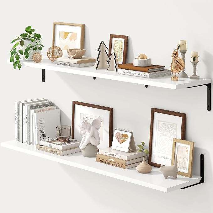 Fun Memories Deep Floating Shelves, 48W x 8D Floating Shelves Set of 2 by FunMemories