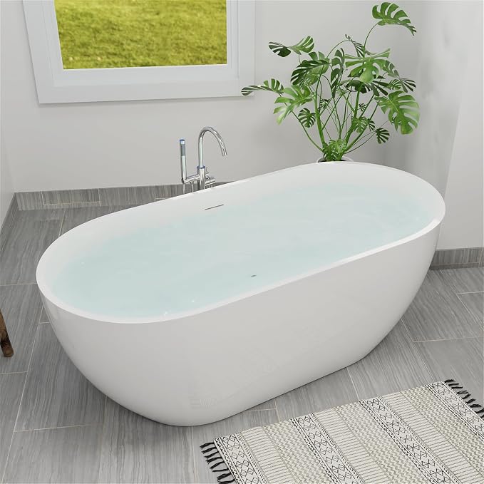 65" Acrylic Freestanding Bathtub, Double Ended Free Standing Tub, Soaking Tub - Image 8