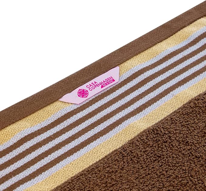 CASA COPENHAGEN He & She 4 Pieces Large Bath Towel Set- Brown + Beige, 550 GSM - Image 7