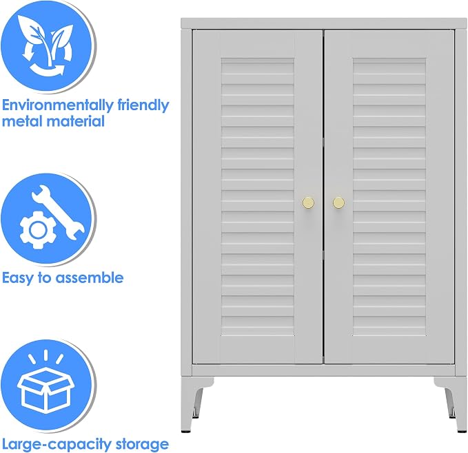 34" H Metal Pantry Cabinet, Kitchen Pantry Storage Cabinets - Image 7