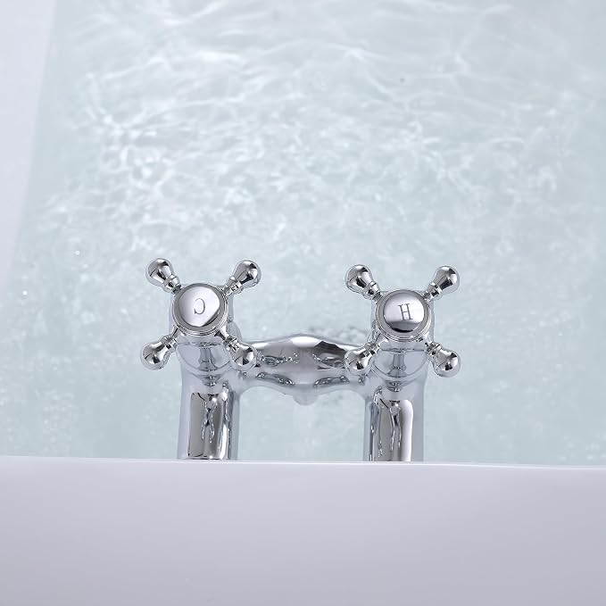 SUMERAIN Wall Mount Tub Faucet Vintage Leg Tub Filler 3-3/8 Inch Center High - Image 6