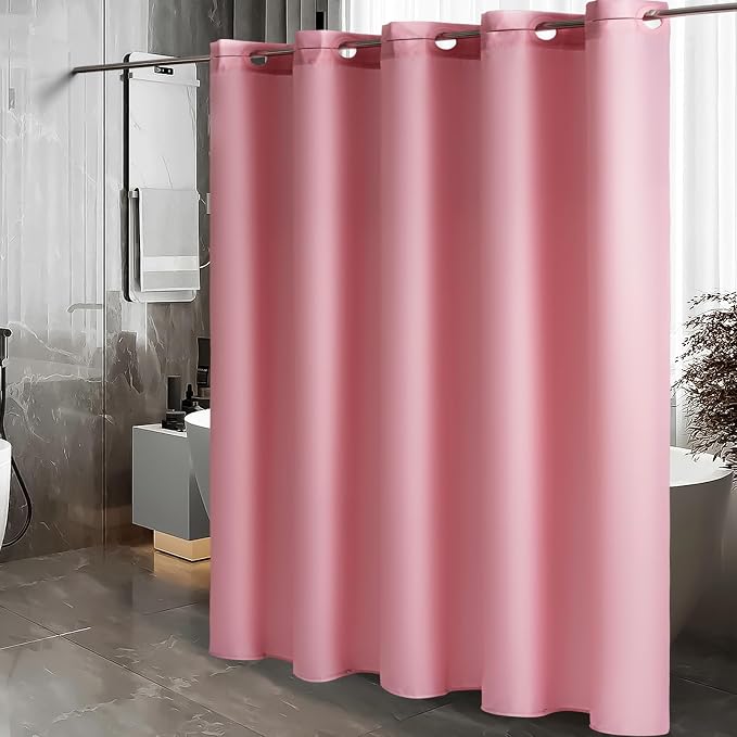 Furlinic No Hook Extra Long Shower Curtain 96 Length, Wahable Fabric Bathroom - Image 5