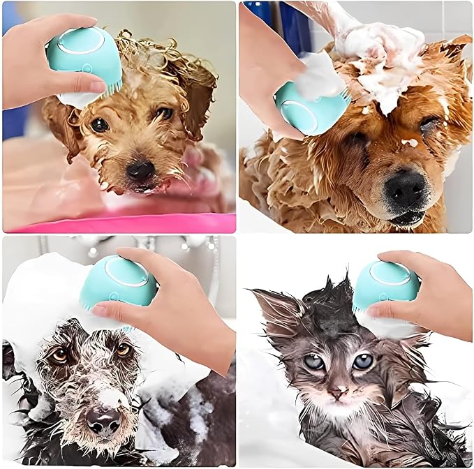 3-Pack Dog Bath Brush with Shampoo Dispenser – Silicone Dog Scrubber - Image 4
