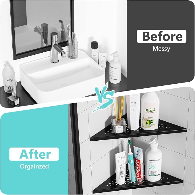 Corner Shower Shelves, 10” Recessed Tile Shower Shelf Matte Black, 304 - Image 6