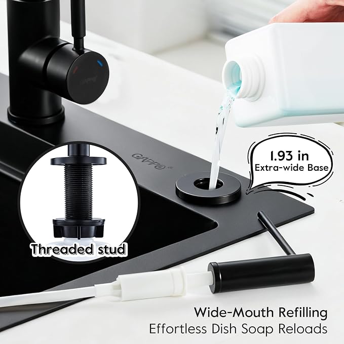 GAPPO Soap Dispenser for Kitchen Sink, Built in Sink Soap Dispenser, Matte - Image 4