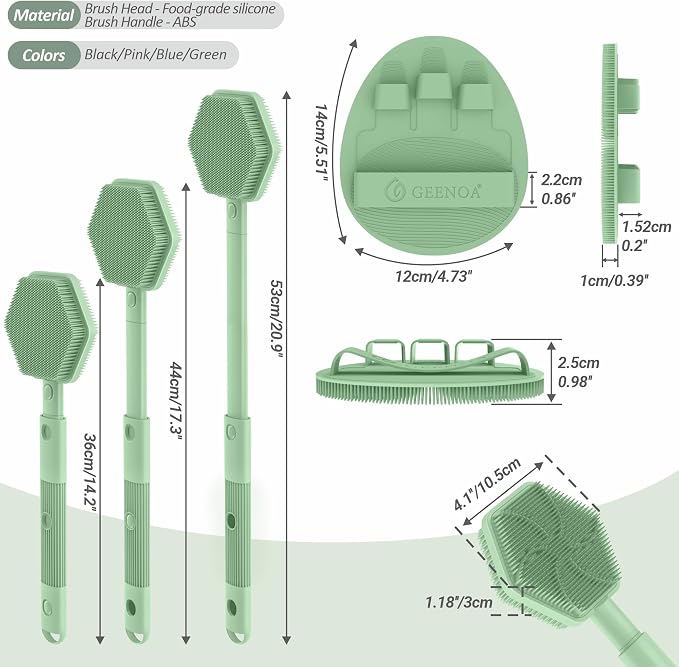 Silicone Back Scrubber & Soft Bath Glove 2PCS, 360° Anti-Slip Hand-fit Silicone - Image 2
