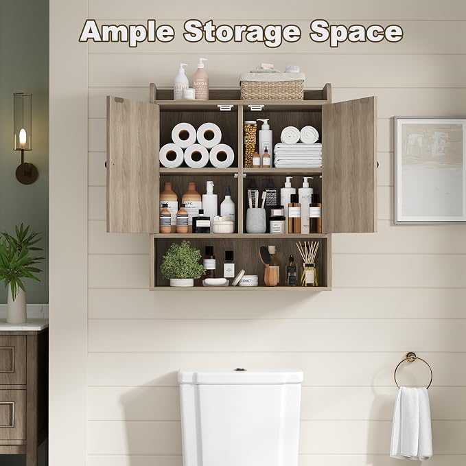 EasyCom 22" W x 26" H Bathroom Wall Cabinet, Farmhouse Medicine Cabinet - Image 4