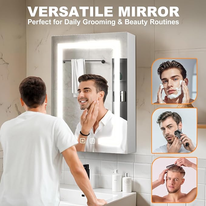 Bathroom Medicine Cabinet with Mirror, Wall Mounted or Recessed Medicine - Image 5