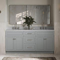 ARIEL 73" Grey Double Vanity 1.5" Edge Pure White Quartz Countertop & Splash by Ariel