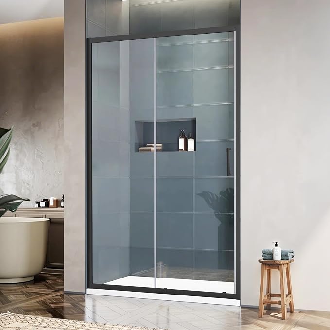 Bathroom Shower Glass Door 45.4"-47" W×76" H, Single Sliding Shower Door by SHOWERBATHTUBDOORSDEVELOPER