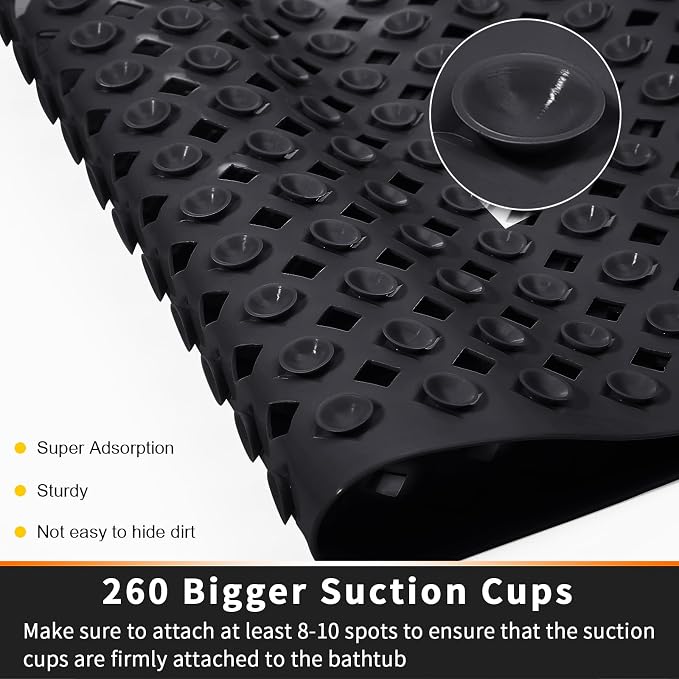 Yimobra Non Slip Bath Mat, Super Strong Suction Cups, 34.5"x15.5"Long Tub Mat - Image 2