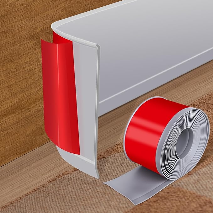 Vinyl Baseboard Molding Trim 4 Inch x 20 Feet Peel and Stick Baseboard Trim by Kikerike
