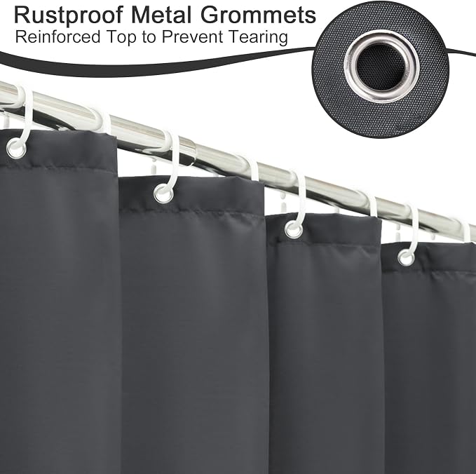AooHome Standard Shower Liner, Solid Polyester Fabric Solid Shower Curtain Liner - Image 6