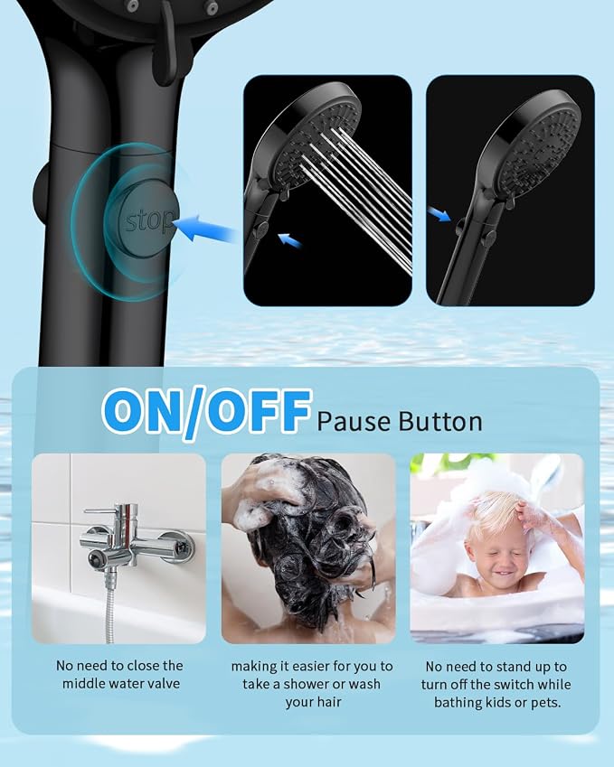 FASDUNT Shower Head with Handheld, High Pressure Handheld Shower Head with 80" - Image 4