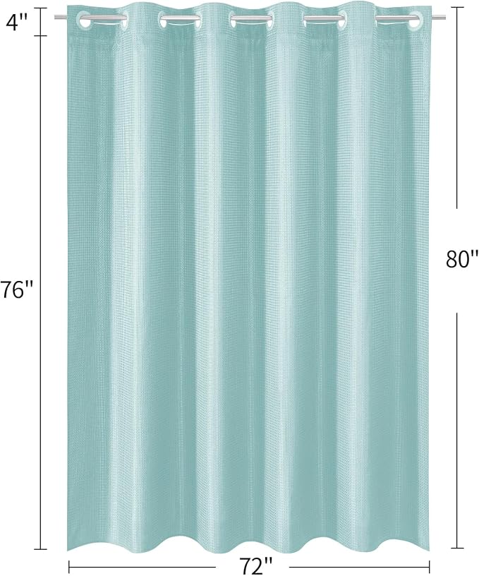MitoVilla Teal Long Shower Curtain Liner Set 72 x 80, No Hooks Needed 80 inch - Image 7