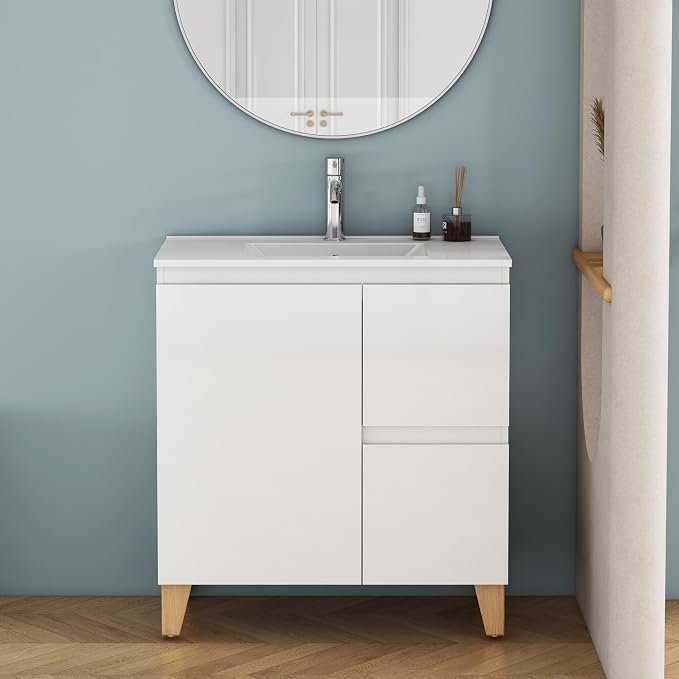 31.5-Inch Bathroom Vanity with Ceramic Sink Combo, Freestanding Modern Bathroom - Image 3