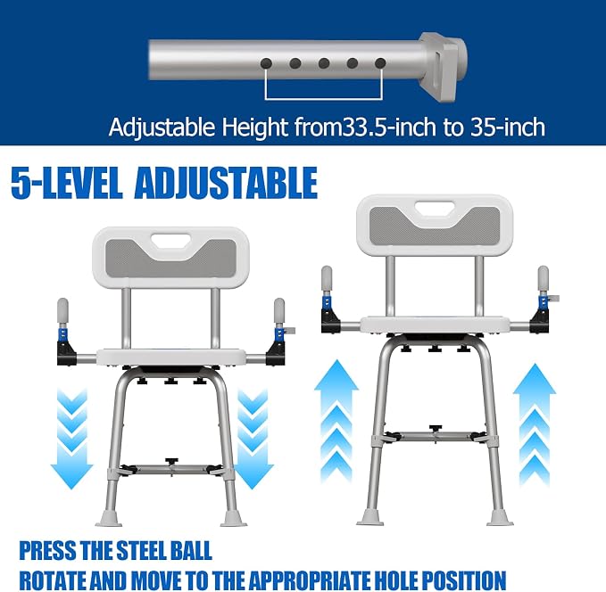 Shower Chair for Seniors Elderly Handicap Disabled Or Bariatric Adults Heavy - Image 5