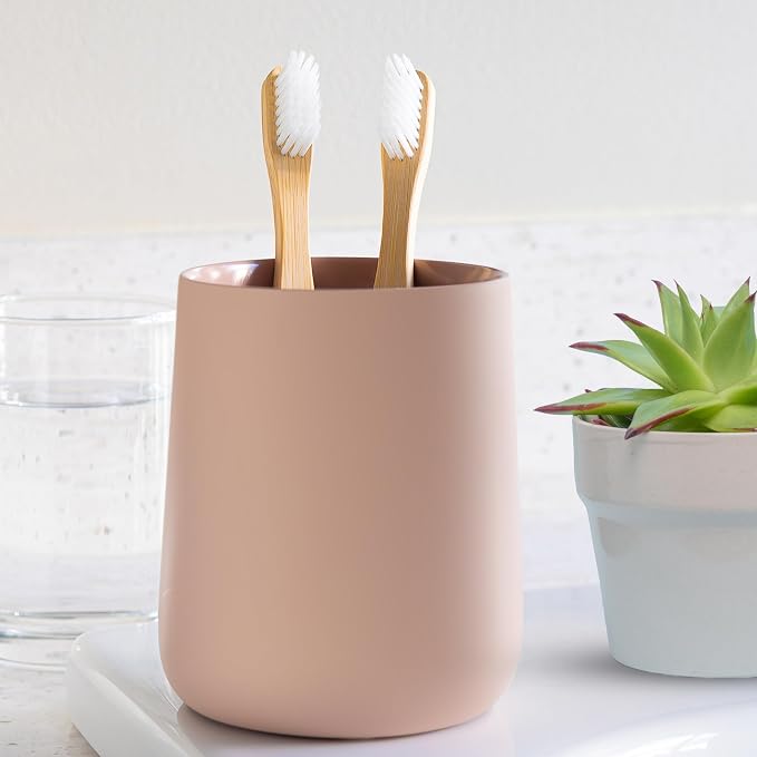 Matte Dusty Pink/Mauve Toothbrush and Toothpaste Holder and Cup - Image 6