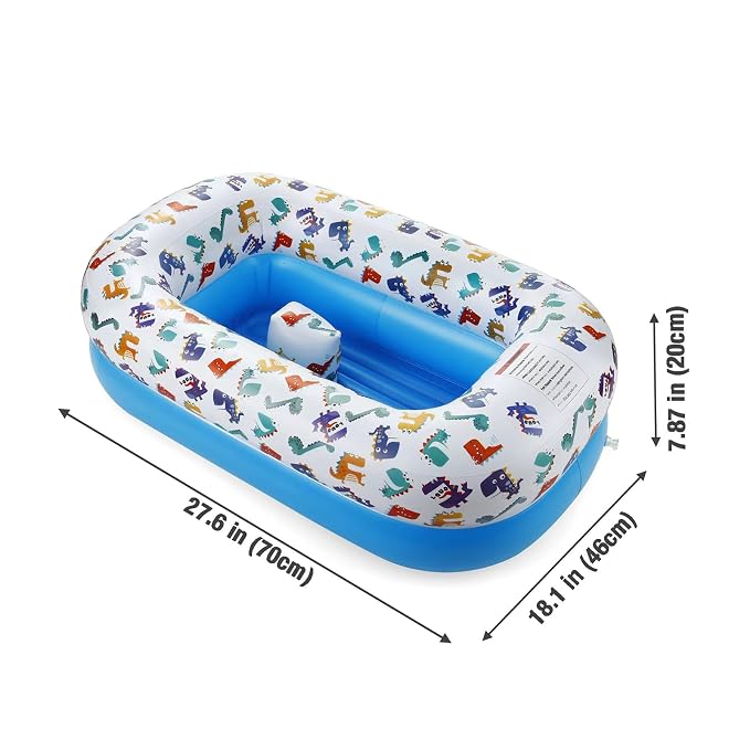 PandaEar Inflatable Dinosaur Baby Bathtub, Foldable Baby Infant Bath Tub - Image 2