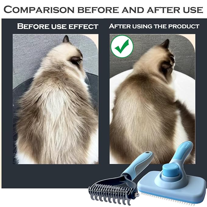 2PCS pet hair removal comb & Dog Brushes & cat brushes & Pet Grooming Rake & - Image 5