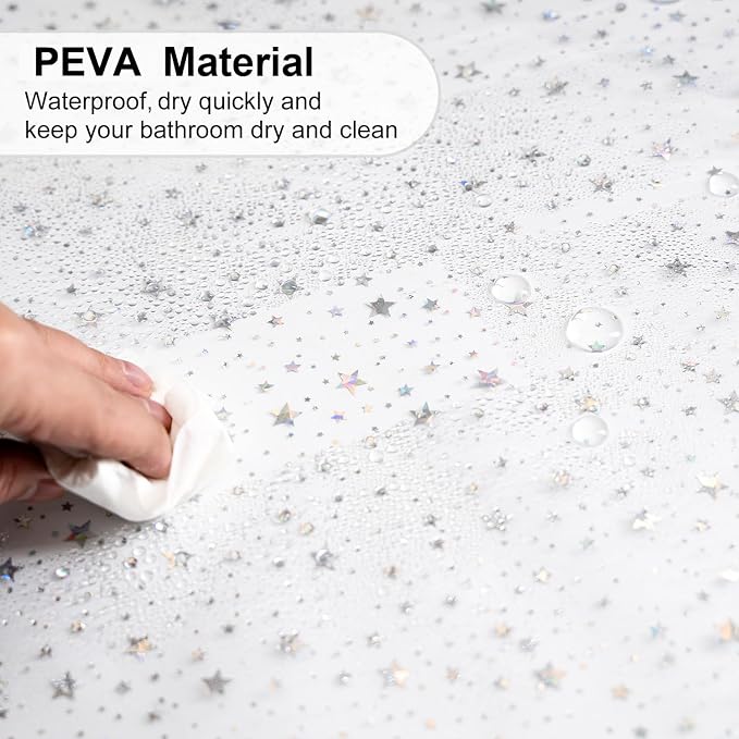 PEVA Shower Curtain, 72 x 72 Water Repellent Premium Bathroom Shower Curtain - Image 4