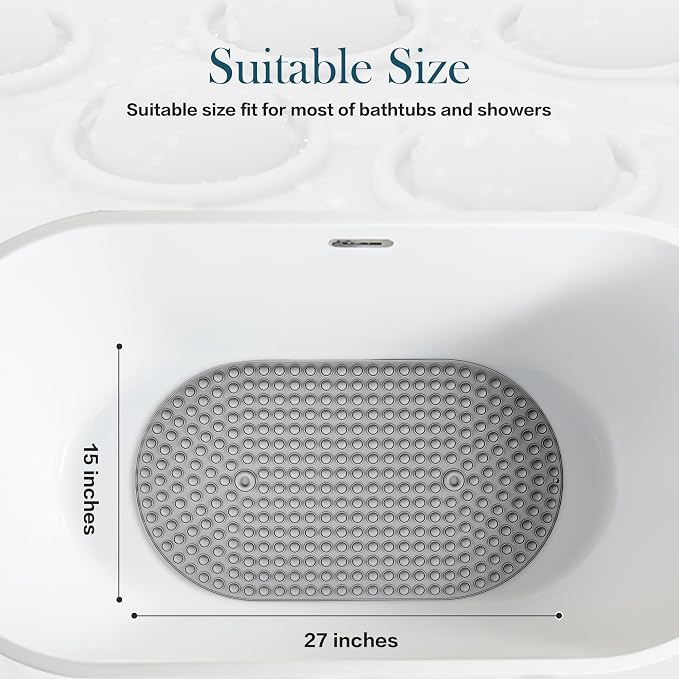 Silicone Bath Mat for Tub Non Slip, Bubble Massage Anti Slip Shower Mat - Image 6