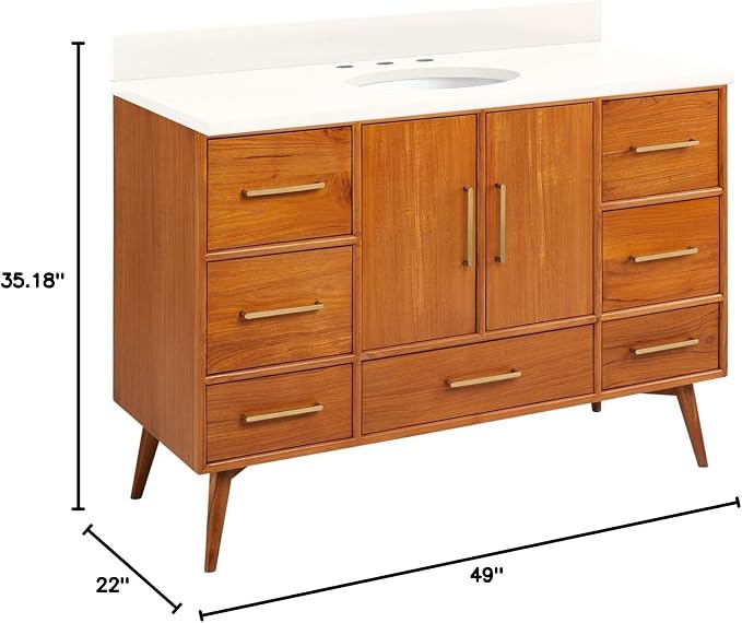 Signature Hardware 953363-48-UM-8 Novak 48" Freestanding Teak Single Basin - Image 2