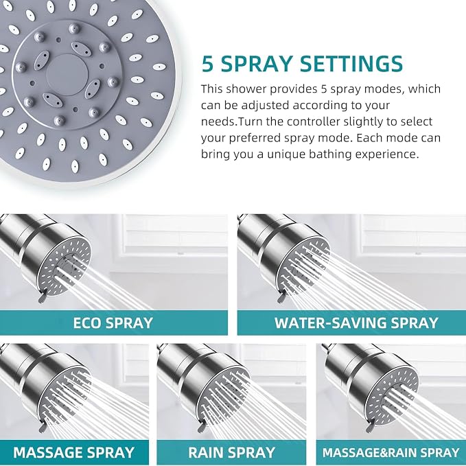 Filtered Shower Head, 5 Modes High Pressure Shower Head - Image 2