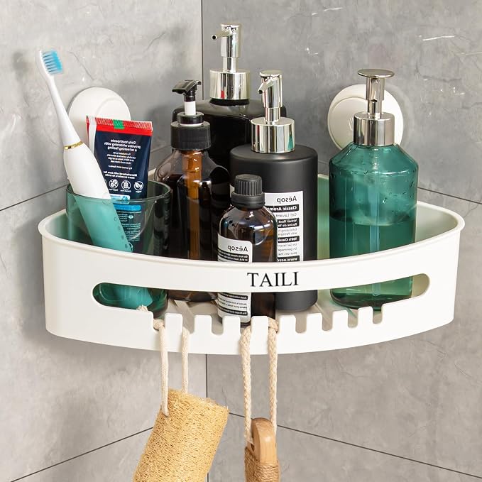 TAILI Shower Caddy Suction Cup Corner, Heavy Duty Bathroom Basket, Bath Shelves by TAILI