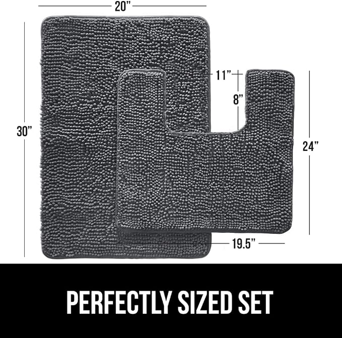 GORILLA GRIP Bathroom Rug Sets, Soft Chenille 2 Piece Area Rugs Set, Toilet - Image 2