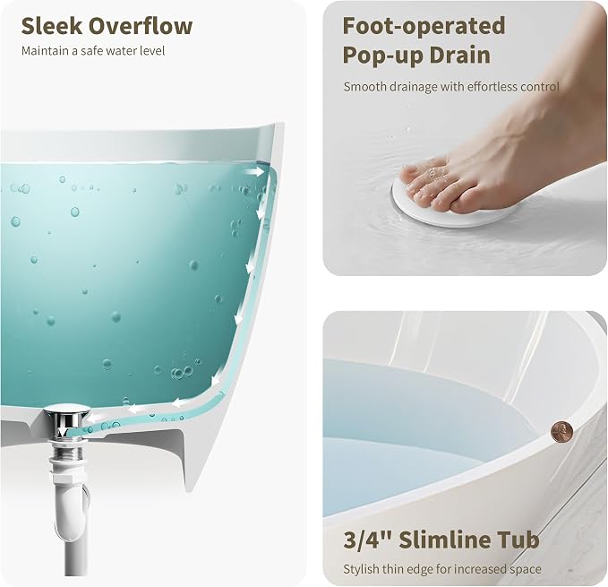 Abruzzo 63" Freestanding Solid Surface Bathtub - Image 7