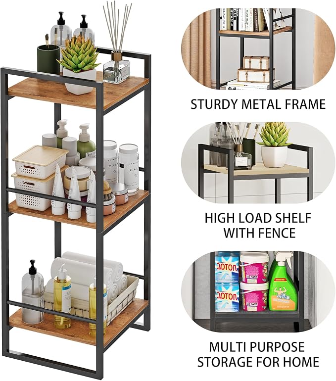 BYFU 3 Tier Bathroom Storage Open Shelf, Freestanding Metal Corner Storage Rack - Image 6