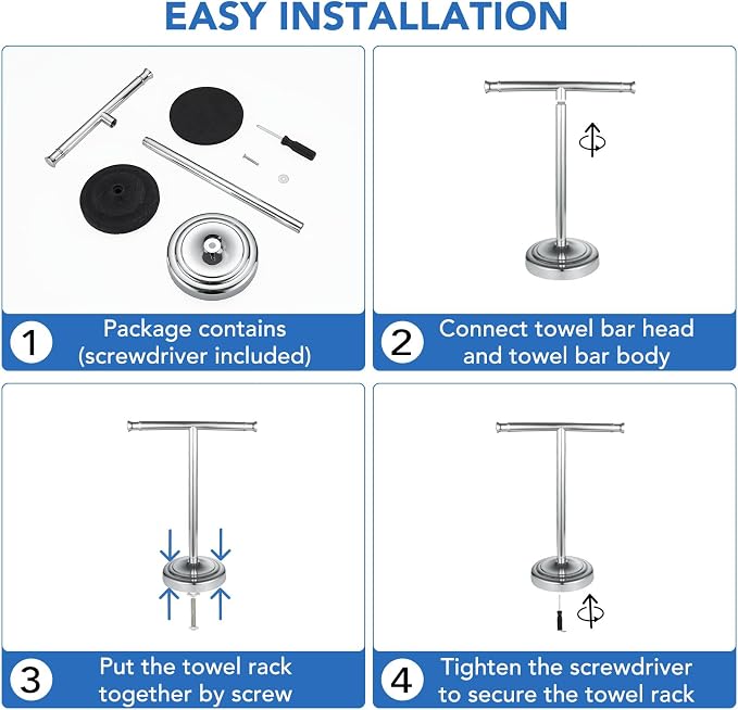 RUMOSE 13 Inch Polished Chrome Towel Stand Hand Towel Holder Bathroom Kitchen - Image 9