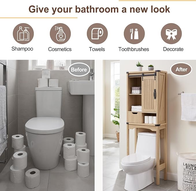 Over The Toilet Storage Cabinet, Farmhouse Storage Cabinet - Image 7