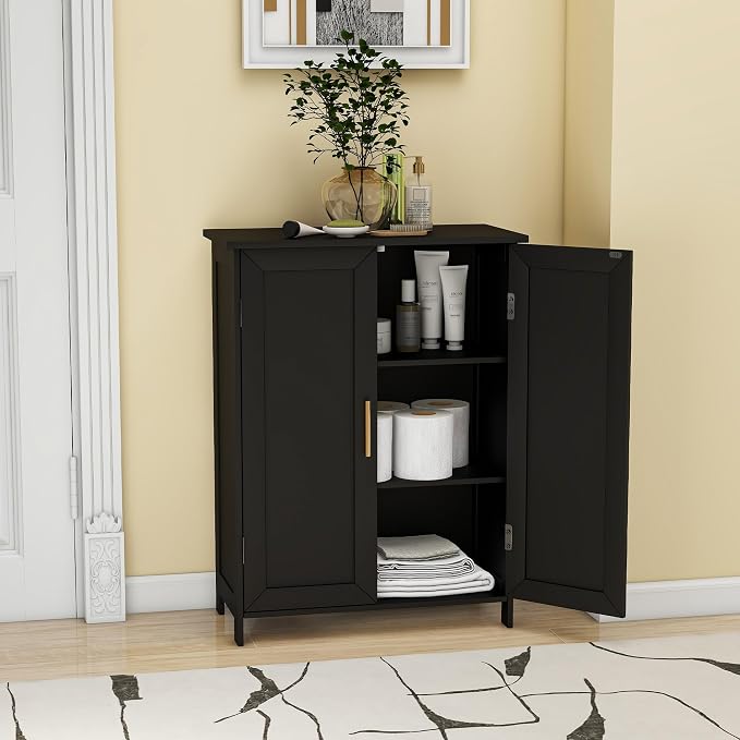 Bathroom Storage Floor Cabinet Freestanding Organizer - Image 5