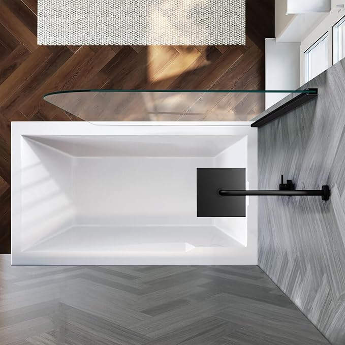 30" W x 62" H Frameless Bathtub Shower Door Bathtub Glass Panel Half Shower - Image 7