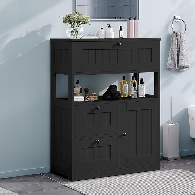 Storage Cabinet, Modern Bathroom Floor Storage Cabinet Organizer - Image 4
